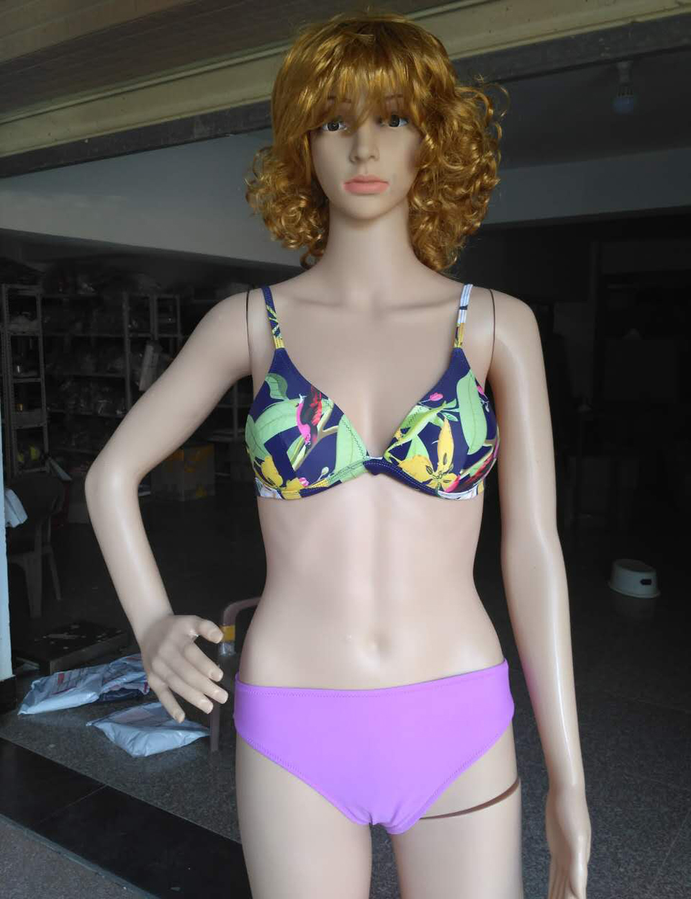 F4538-1 Missy November Rain Neoprene Bikini in Navy Floral